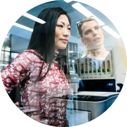 Two women in data center